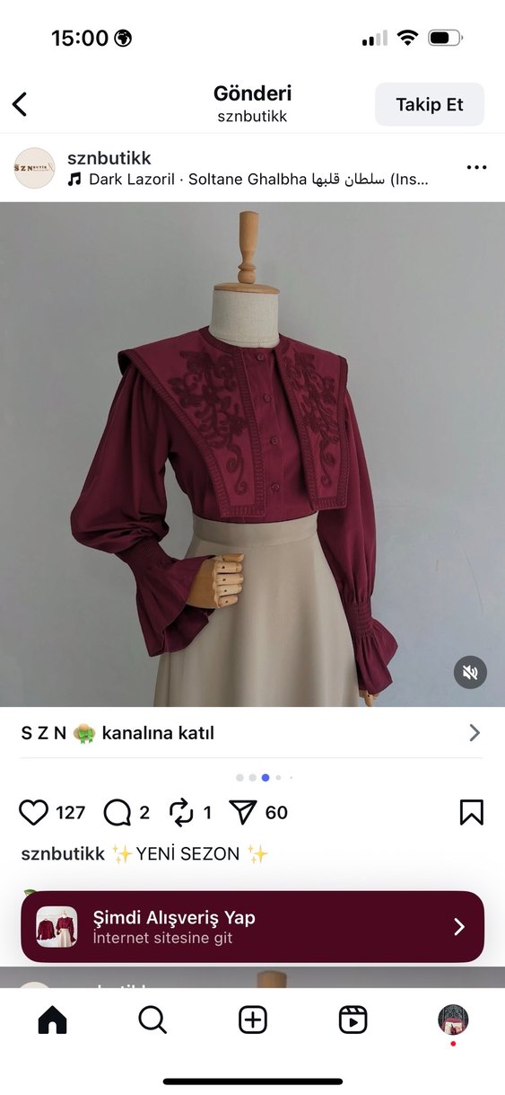 Bordo Nakışlı Gömlek - Görsel 2