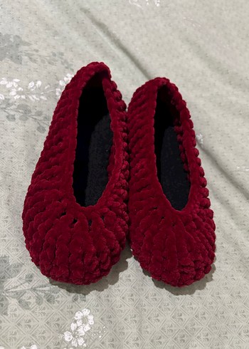 Bordo Örgü Kadın Ev Terliği - Görsel 4