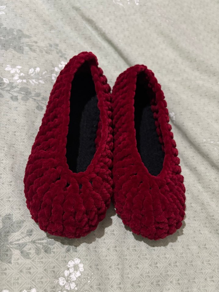 Bordo Örgü Kadın Ev Terliği - Görsel 4