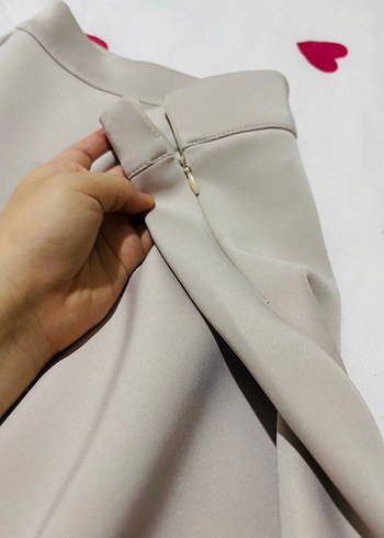 Bej Drapeli Uzun Kadın Etek - Görsel 4