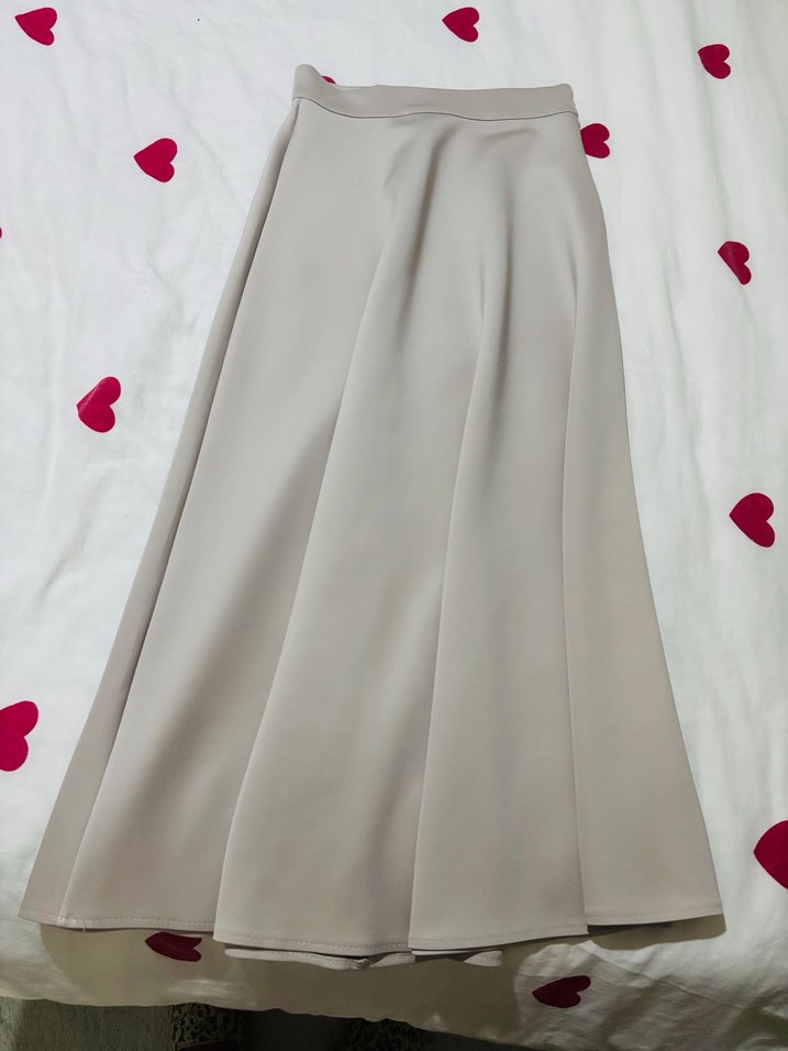 Bej Drapeli Uzun Kadın Etek - Görsel 2