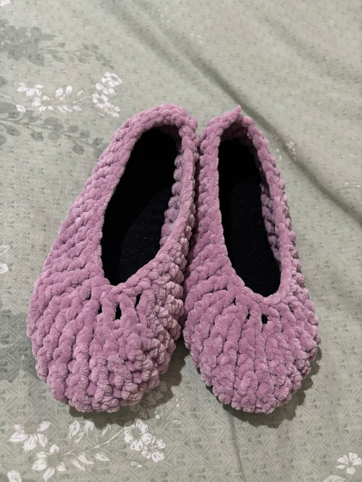 Lila Örgü Kadın Ev Terliği - Görsel 2