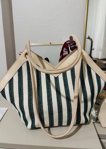 Çizgili Kadın Omuz Çantası - Görsel 3