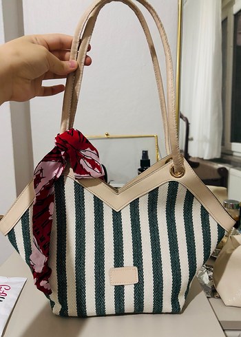 Çizgili Kadın Omuz Çantası - Görsel 2