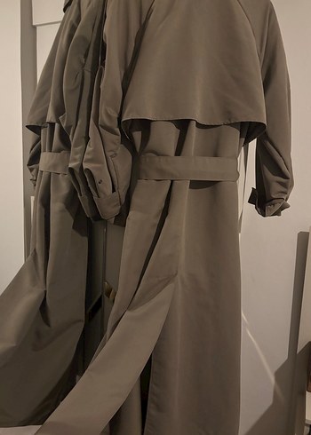 Kadın kahve Uzun Trençkot, Salaş ve Drapeli - Görsel 4