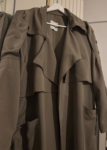 Kadın kahve Uzun Trençkot, Salaş ve Drapeli - Görsel 2