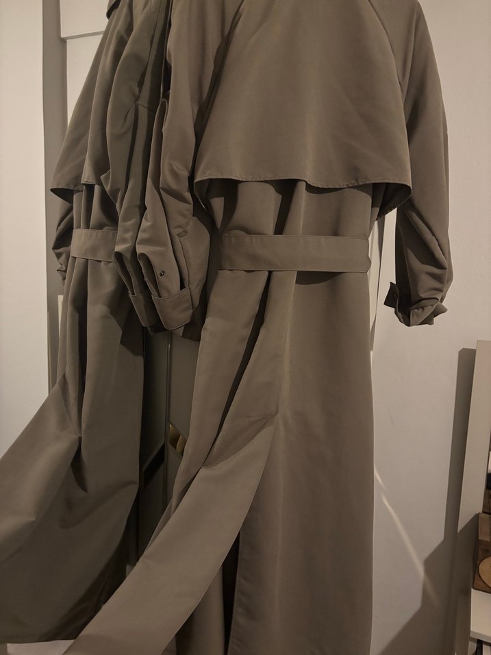 Kadın kahve Uzun Trençkot, Salaş ve Drapeli - Görsel 4