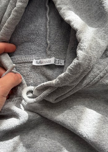 Gri Kapüşonlu Kadın Sweatshirt - Görsel 3