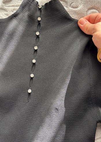 Taş detaylı triko şık üst - Görsel 2