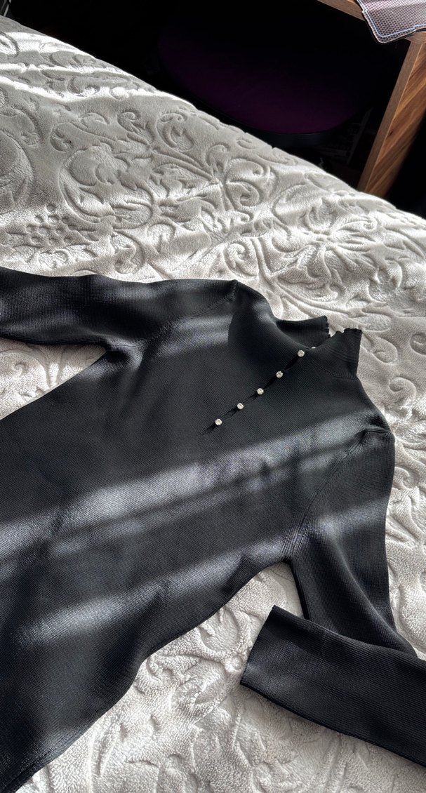 Taş detaylı triko şık üst - Görsel 3