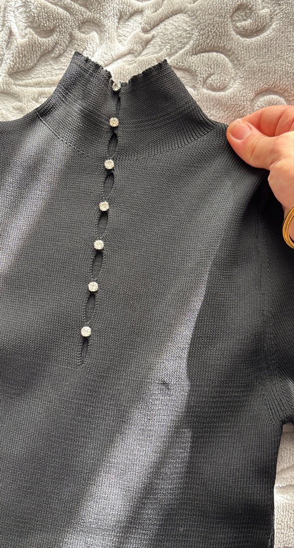 Taş detaylı triko şık üst - Görsel 2