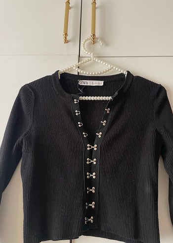 Düğmeli Siyah Zara crop - Görsel 2