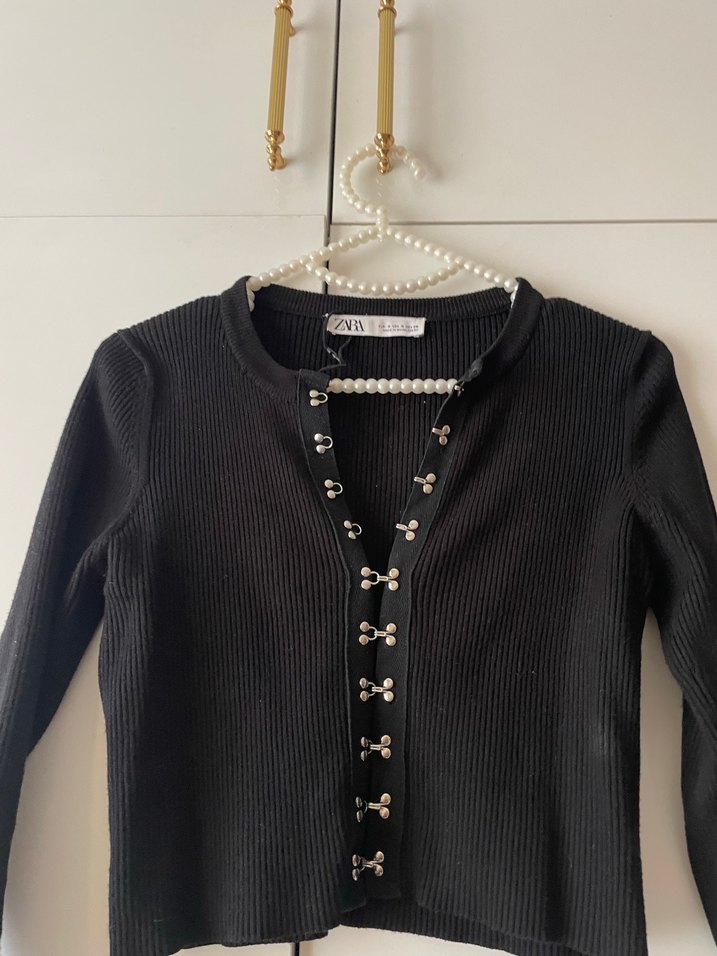 Düğmeli Siyah Zara crop - Görsel 2