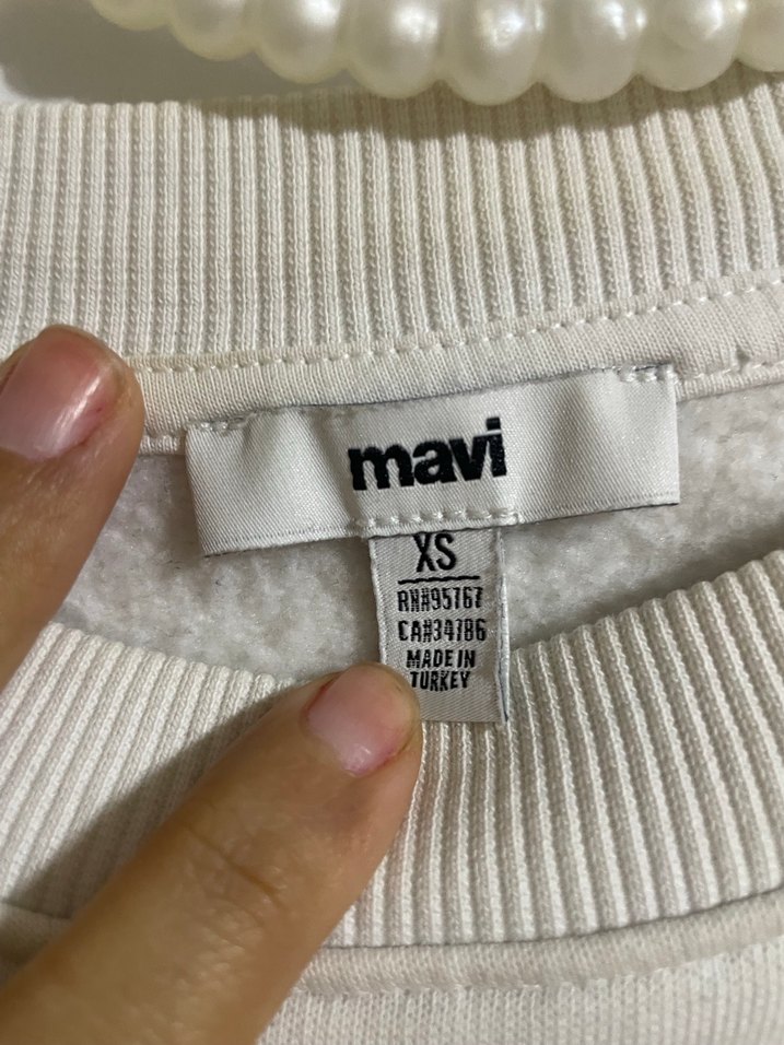 Mavi crop sweatşirt - Görsel 3