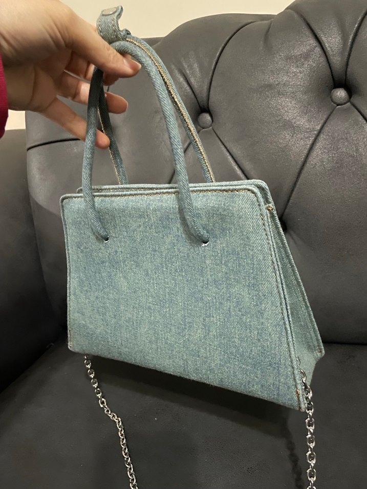 Mango Zincir Detaylı Denim Kadın Çanta - Görsel 4