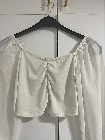 Trendyol & Milla Transparan tül detaylı crop