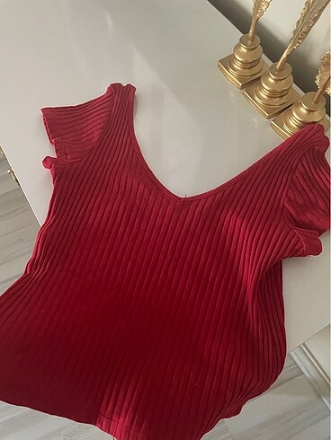 Kırmızı crop mini bluz