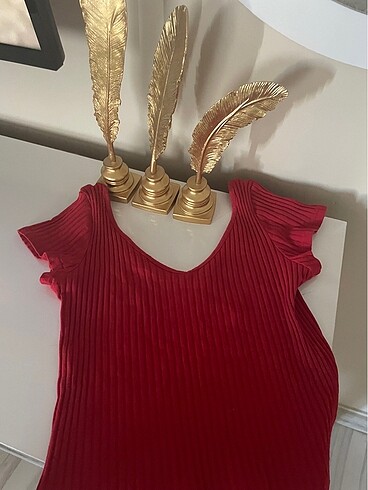 s Beden Kırmızı crop mini bluz