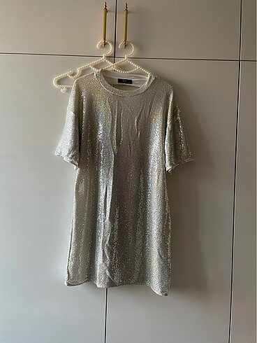 Bershka gümüş Payetli elbise