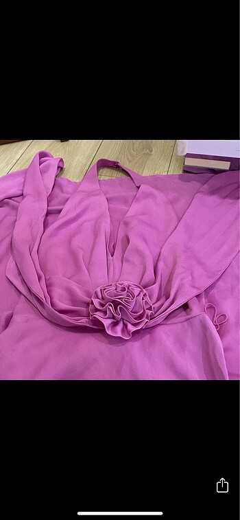 m Beden Zara pembe saten ipek elbise