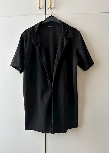 Zara Siyah Minimalist Kisa Kollu Gomlek