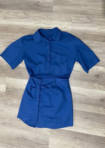 Trendyol & Milla Düğmeli Mavi Mini Kadın Elbise