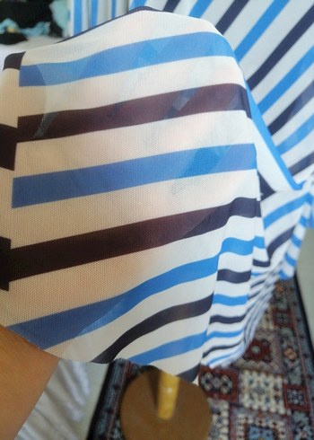 Mavi Çizgili Hamile Tunik pareo plaj kıyafeti - Görsel 3