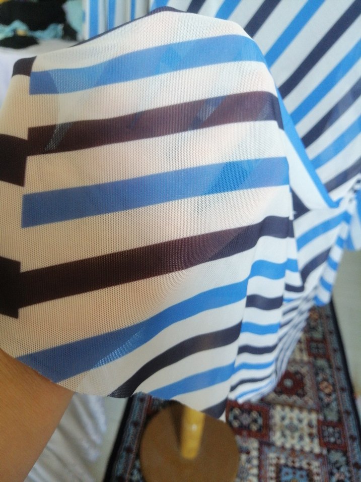 Mavi Çizgili Hamile Tunik pareo plaj kıyafeti - Görsel 3