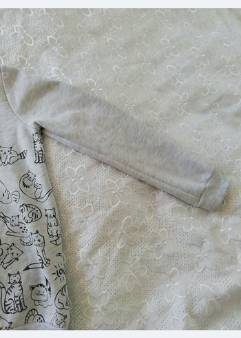 Kız Çocuk Gri Baskılı penye Sweatshirt - Görsel 2