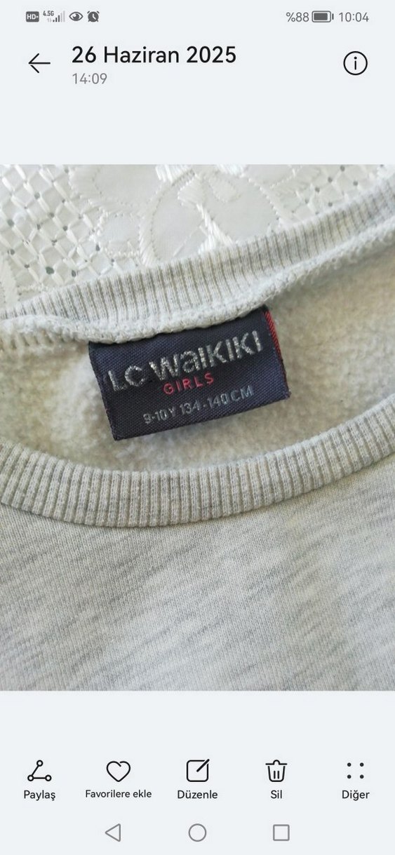 Kız Çocuk Gri Baskılı penye Sweatshirt - Görsel 4