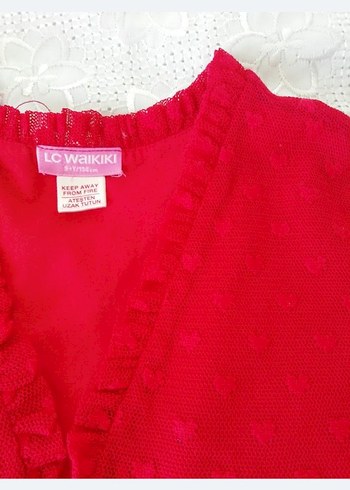 Kırmızı Dantel Detaylı Kısa Kollu Bolero - Görsel 2