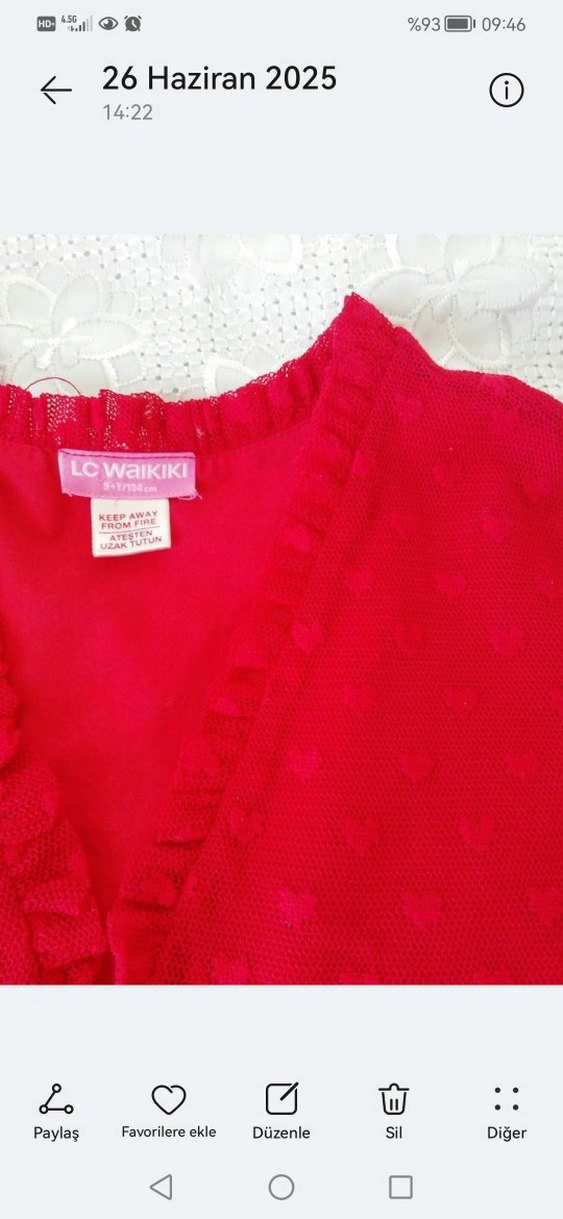 Kırmızı Dantel Detaylı Kısa Kollu Bolero - Görsel 2