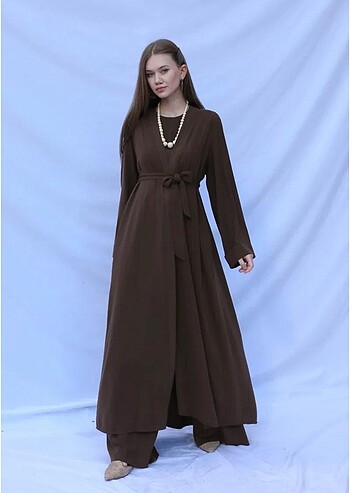 Üçlü Abaya Takım Acı Kahve