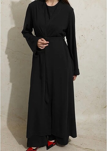 Üçlü Abaya Takım Siyah Rengi