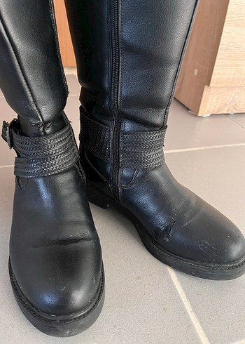 Siyah Deri Kadın Dizüstü Bot - Görsel 5