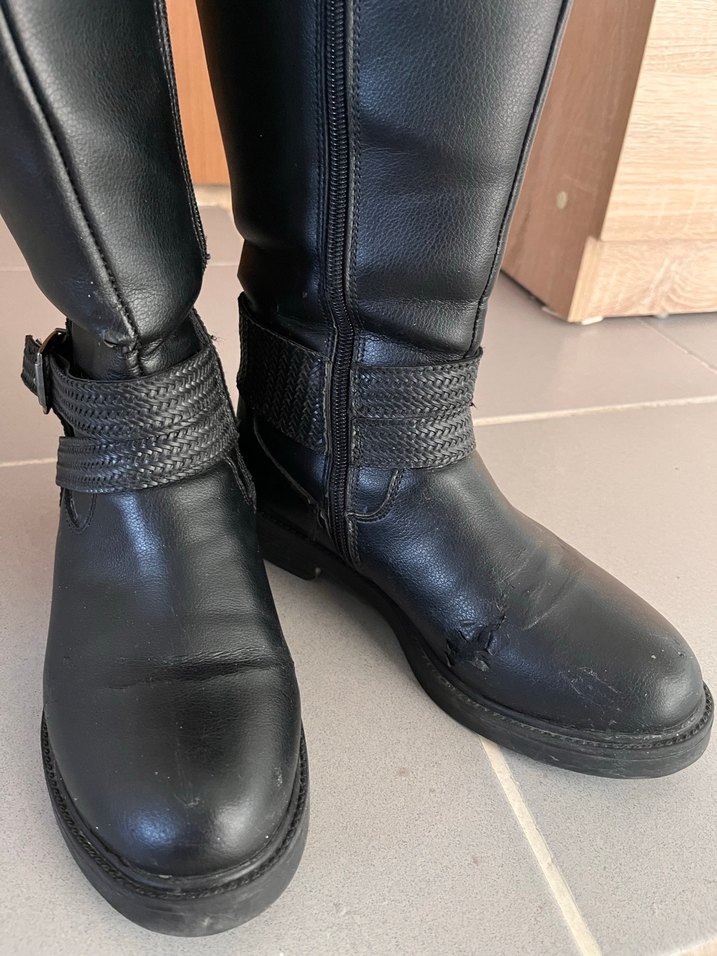 Siyah Deri Kadın Dizüstü Bot - Görsel 5