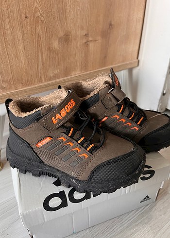 Kahverengi Gri Erkek Çocuk Botları Velcro - Görsel 2