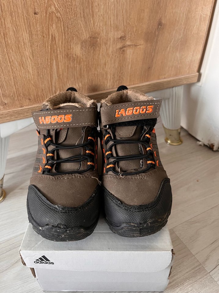 Kahverengi Gri Erkek Çocuk Botları Velcro - Görsel 4