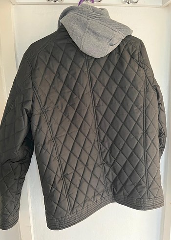 Gri Kapüşonlu Erkek Biker Ceket - Görsel 4