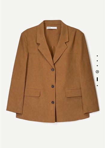 Bershka Düğmeli Kahverengi Kadın Blazer Ceket