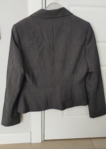 40 Beden gri Renk Gri Düğmeli Kadın Blazer Ceket