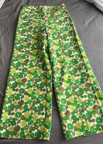Mango Retro Cicekli Genis Paca Pantolon