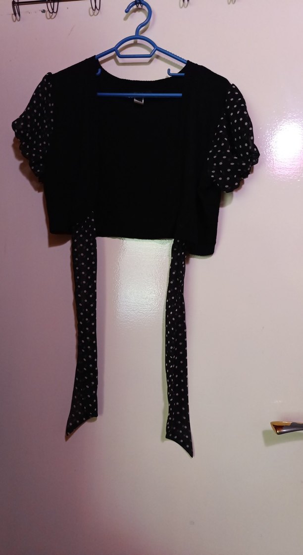 ipleri dantel Crop yelek v yaka düğmesi yoktur. - Görsel 3