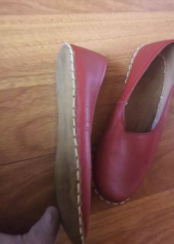 Kirmizi eski tur ayakkabı hakkiki deri - Görsel 5