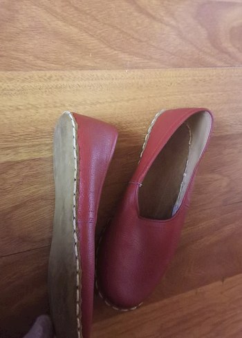 Kirmizi eski tur ayakkabı hakkiki deri - Görsel 6