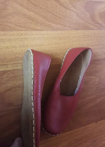 Kirmizi eski tur ayakkabı hakkiki deri - Görsel 7