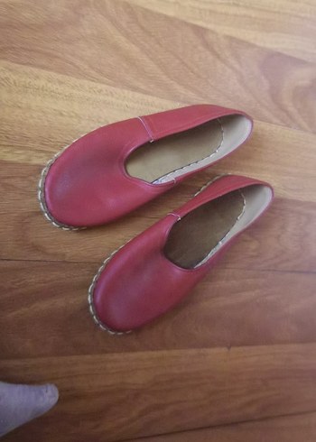 Kirmizi eski tur ayakkabı hakkiki deri - Görsel 2