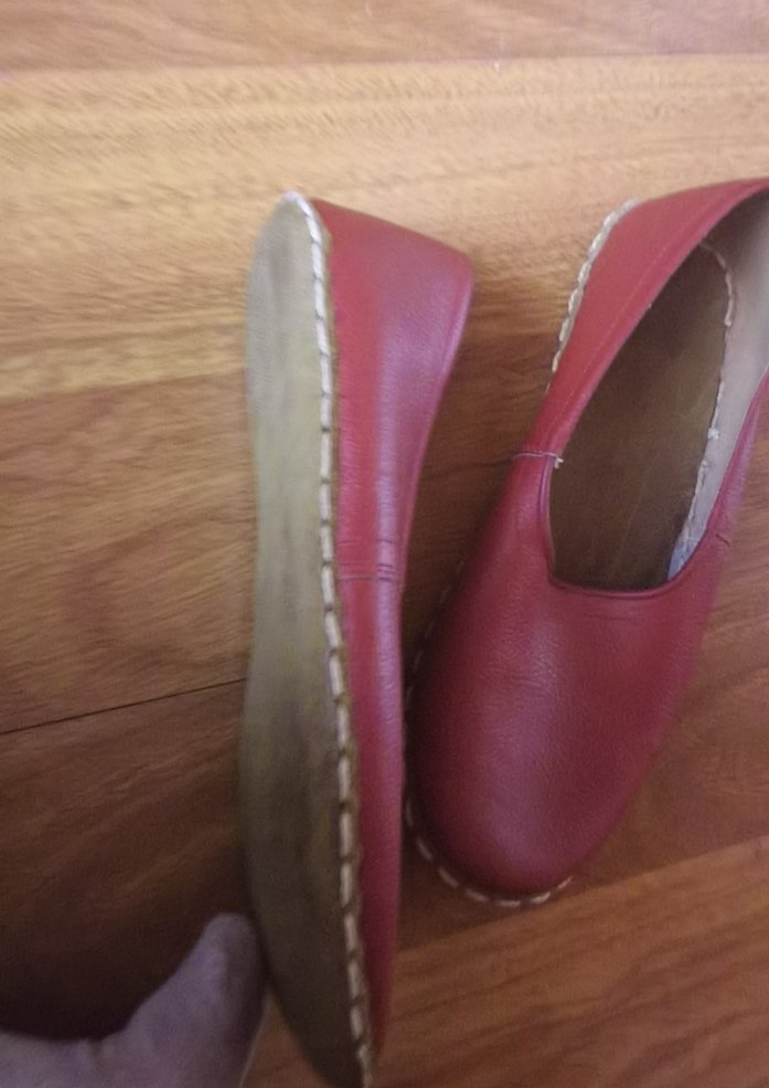 Kirmizi eski tur ayakkabı hakkiki deri - Görsel 5