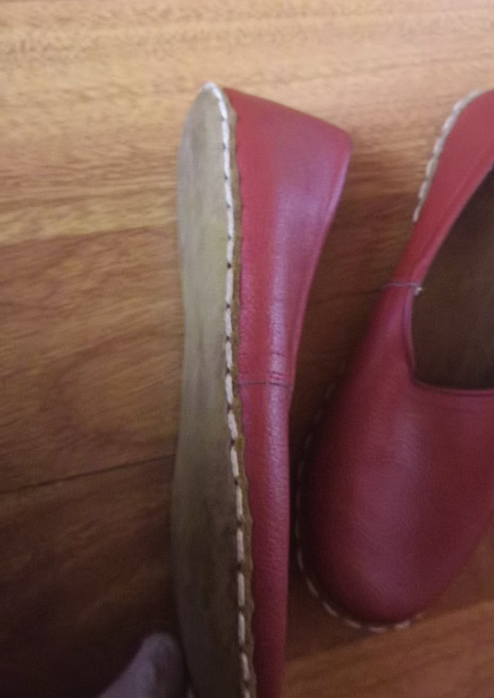 Kirmizi eski tur ayakkabı hakkiki deri - Görsel 4