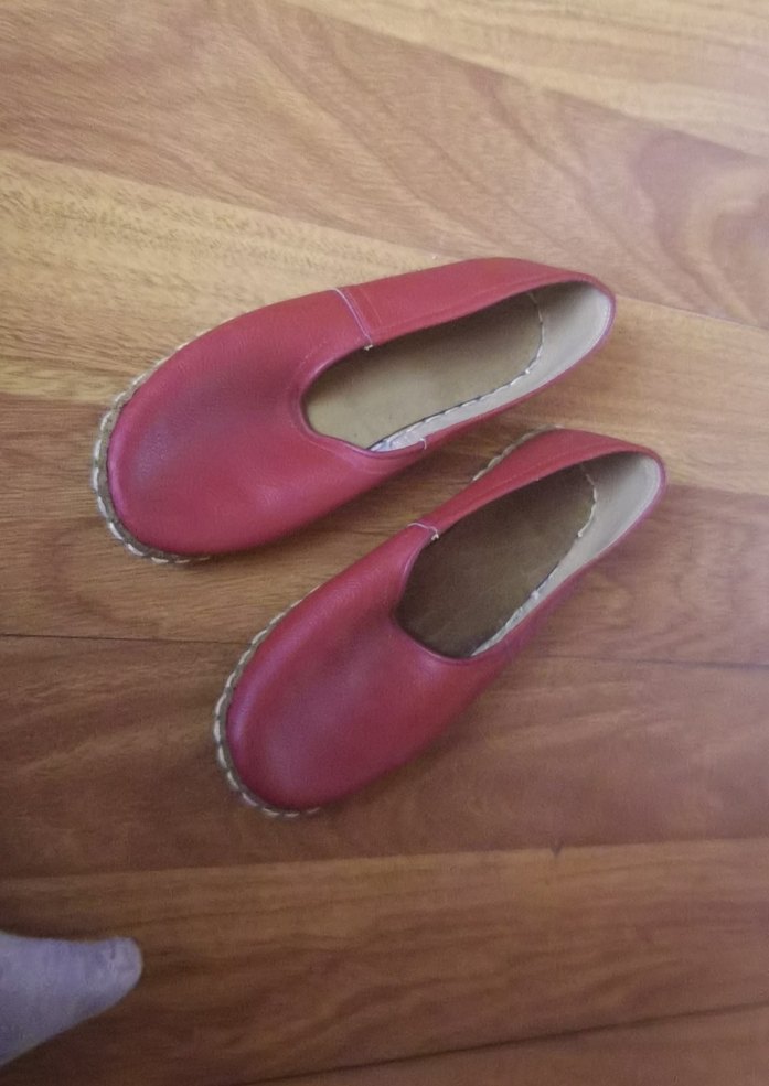 Kirmizi eski tur ayakkabı hakkiki deri - Görsel 2